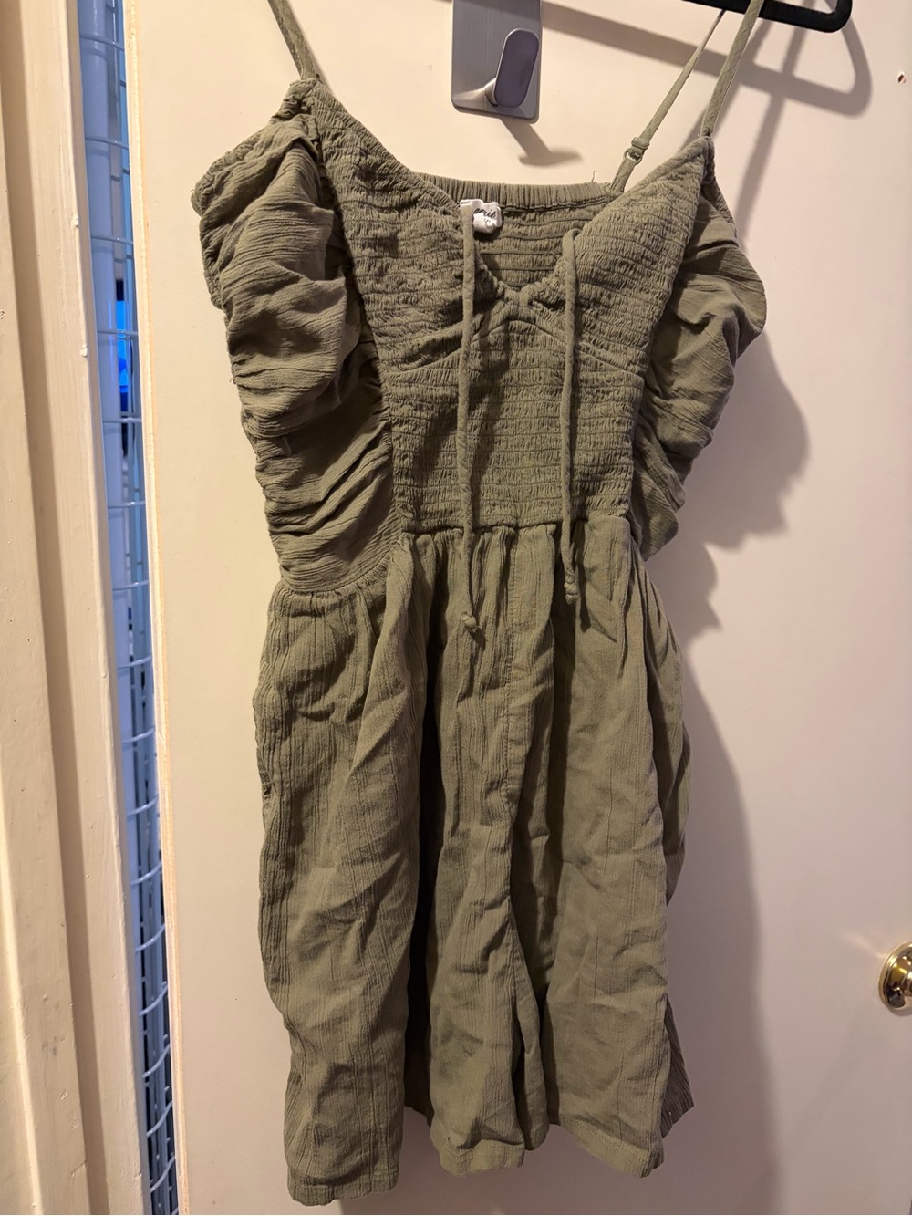 Olive Green Ruffle Strap Romper